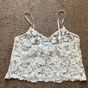 Lerose Elegant White Lace Camisole Top medium